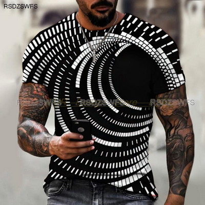 Marka Muška ljetna majica kratkih rukava Tech Swirl Digital Information 3D Printing Muška majica Harajuku Fashion Streetwear Veličina 5XL