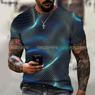 Marka Muška ljetna majica kratkih rukava Tech Swirl Digital Information 3D Printing Muška majica Harajuku Fashion Streetwear Veličina 5XL