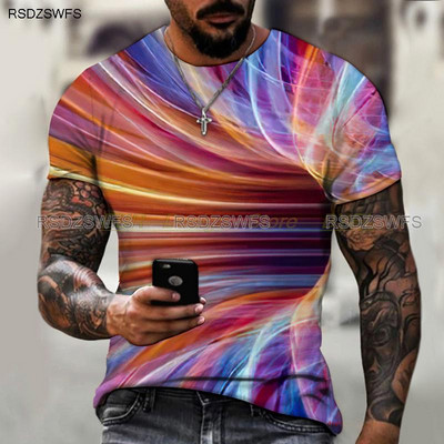 Marka Muška ljetna majica kratkih rukava Tech Swirl Digital Information 3D Printing Muška majica Harajuku Fashion Streetwear Veličina 5XL