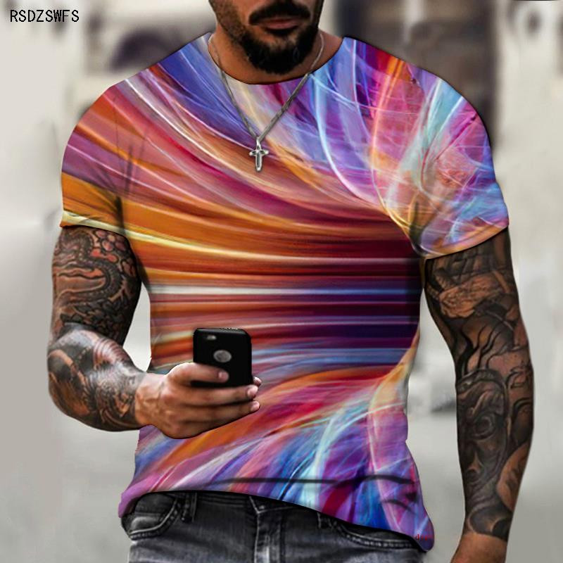 Marka Muška ljetna majica kratkih rukava Tech Swirl Digital Information 3D Printing Muška majica Harajuku Fashion Streetwear Veličina 5XL