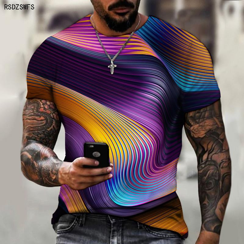 Marka Muška ljetna majica kratkih rukava Tech Swirl Digital Information 3D Printing Muška majica Harajuku Fashion Streetwear Veličina 5XL