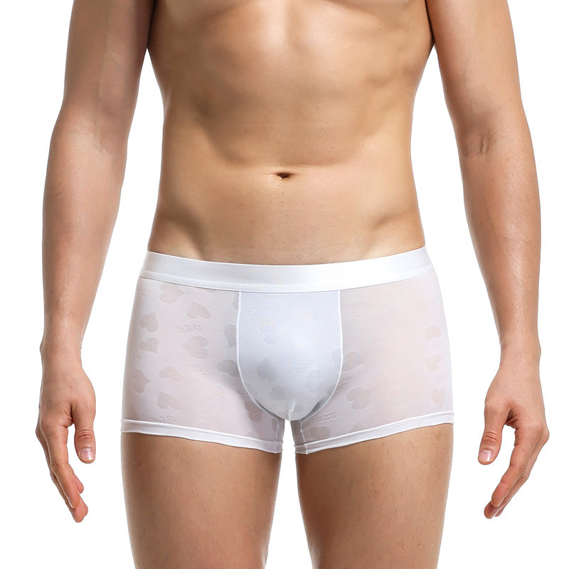 Νέα ανδρικά εσώρουχα με τύπωμα καρδιάς Σέξι εσώρουχα με αναπνεύσιμο εσώρουχο Quick Dry Fashion Jacquard Thin U Bulge Pouch Ανδρικά σορτς μπόξερ