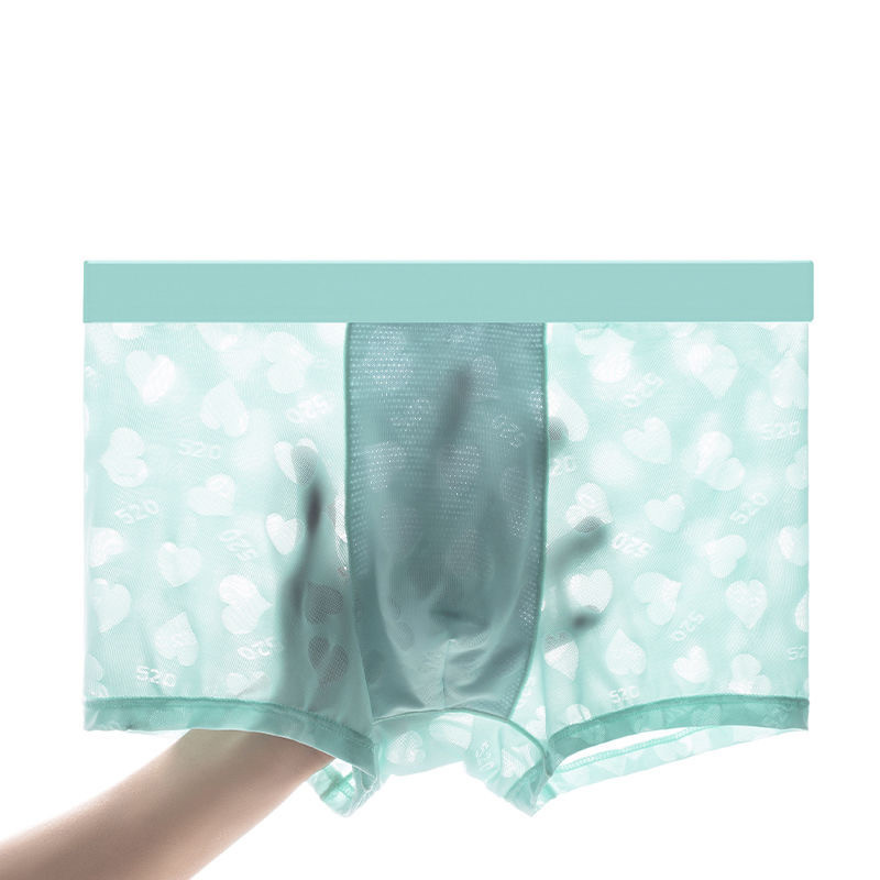 Νέα ανδρικά εσώρουχα με τύπωμα καρδιάς Σέξι εσώρουχα με αναπνεύσιμο εσώρουχο Quick Dry Fashion Jacquard Thin U Bulge Pouch Ανδρικά σορτς μπόξερ