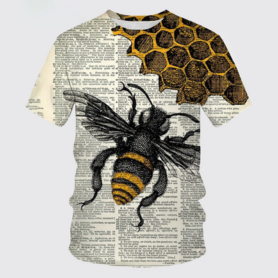 Ανδρικό μπλουζάκι Honey Bee Print Μπλουζάκι Καλοκαιρινό Hip Hop Harajuku Μόδα κοντομάνικο μπλουζάκι Casual με λαιμόκοψη O-λαιμόκοψη Ανδρικά ρούχα