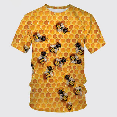 Ανδρικό μπλουζάκι Honey Bee Print Μπλουζάκι Καλοκαιρινό Hip Hop Harajuku Μόδα κοντομάνικο μπλουζάκι Casual με λαιμόκοψη O-λαιμόκοψη Ανδρικά ρούχα