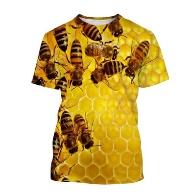 Ανδρικό μπλουζάκι Honey Bee Print Μπλουζάκι Καλοκαιρινό Hip Hop Harajuku Μόδα κοντομάνικο μπλουζάκι Casual με λαιμόκοψη O-λαιμόκοψη Ανδρικά ρούχα