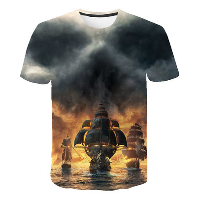 Suvised mägede ja jõgede graafilised T-särgid Meestele Mood Loodusliku Scenery Mustriga t-särk Ilus vabaaja 3D Prindiga T-särk