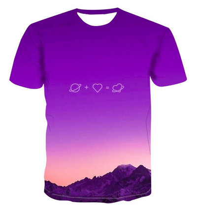 Suvised mägede ja jõgede graafilised T-särgid Meestele Mood Loodusliku Scenery Mustriga t-särk Ilus vabaaja 3D Prindiga T-särk