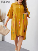 Καλοκαιρινό φόρεμα μίντι γυναικείο φόρεμα με ακανόνιστο ριγέ στάμπα Casual γυναικεία φορέματα Μόδα χαλαρό γυναικείο φόρεμα 2023