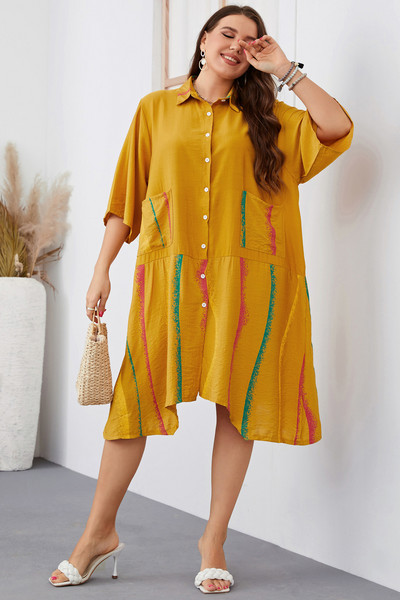 Καλοκαιρινό φόρεμα μίντι γυναικείο φόρεμα με ακανόνιστο ριγέ στάμπα Casual γυναικεία φορέματα Μόδα χαλαρό γυναικείο φόρεμα 2023