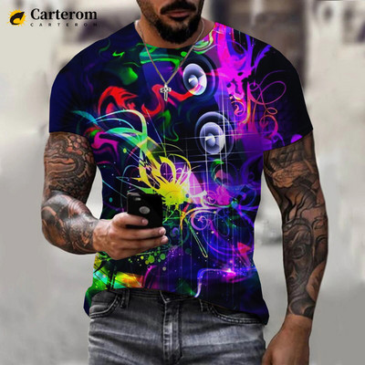 Tricou 3D imprimat cu graffiti neon 2022 pentru bărbați, femei, vară, ocazional, cu mânecă scurtă, Hip Hop Harajuku, Topuri Streetwear