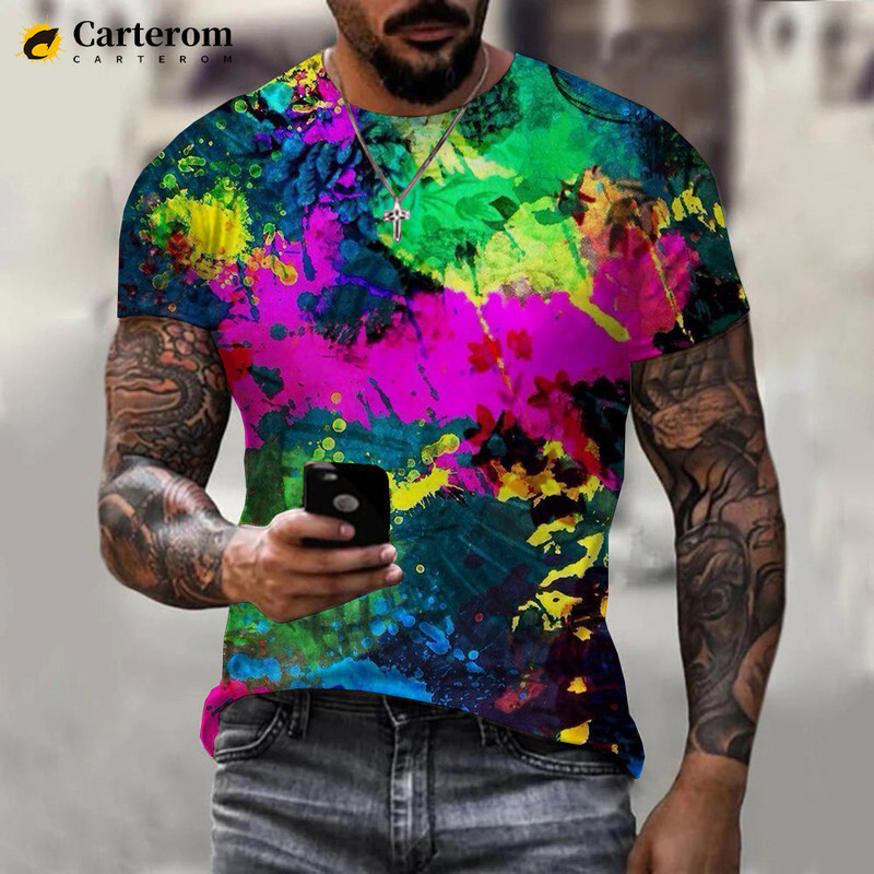 Tricou 3D imprimat cu graffiti neon 2022 pentru bărbați, femei, vară, ocazional, cu mânecă scurtă, Hip Hop Harajuku, Topuri Streetwear
