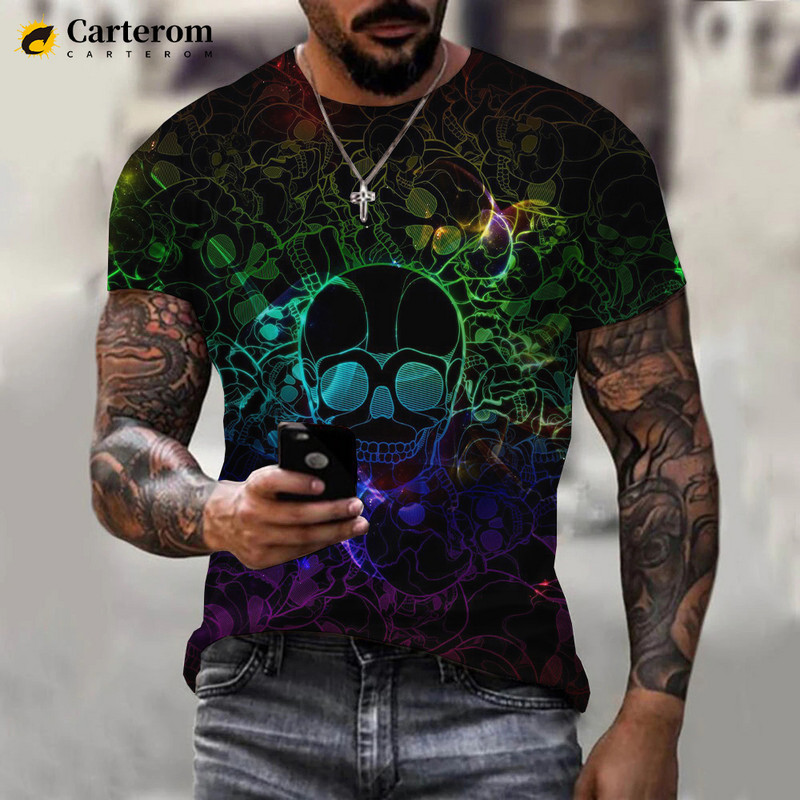 Tricou 3D imprimat cu graffiti neon 2022 pentru bărbați, femei, vară, ocazional, cu mânecă scurtă, Hip Hop Harajuku, Topuri Streetwear