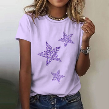 Star 3D print T-shirt Καλοκαιρινό γυναικείο μπλουζάκι με λαιμόκοψη Harajuku Streetwear κοντά μανίκια Υπερμεγέθη Y2k Top γυναικεία ρούχα