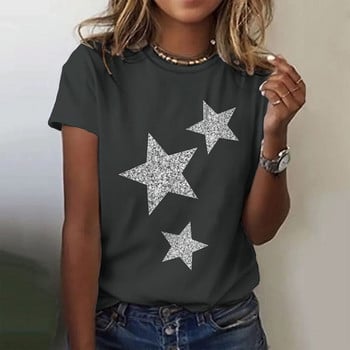 Star 3D print T-shirt Καλοκαιρινό γυναικείο μπλουζάκι με λαιμόκοψη Harajuku Streetwear κοντά μανίκια Υπερμεγέθη Y2k Top γυναικεία ρούχα