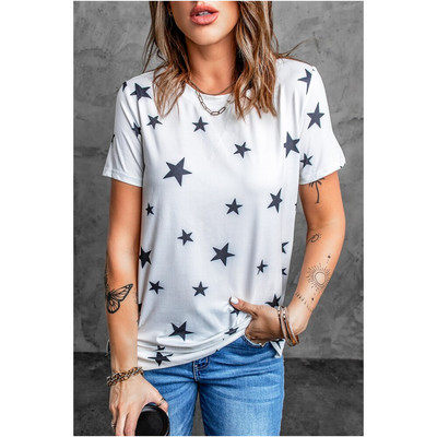 Zvaigznīšu 3D apdrukas T-krekls vasaras sievietēm ar O veida kakla izgriezumu ikdienas T krekli Harajuku Streetwear ar īsām piedurknēm T-krekls ar īsām piedurknēm Lielizmēra Y2k sieviešu apģērbs