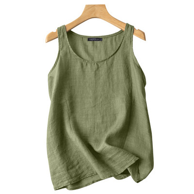 Sieviešu ikdienas kamzolis literāras retro kokvilnas lina vestes Vasaras ar V kakla izgriezumu bez piedurknēm, cieti, brīvi topi S-5XL