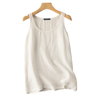 Sieviešu ikdienas kamzolis literāras retro kokvilnas lina vestes Vasaras ar V kakla izgriezumu bez piedurknēm, cieti, brīvi topi S-5XL