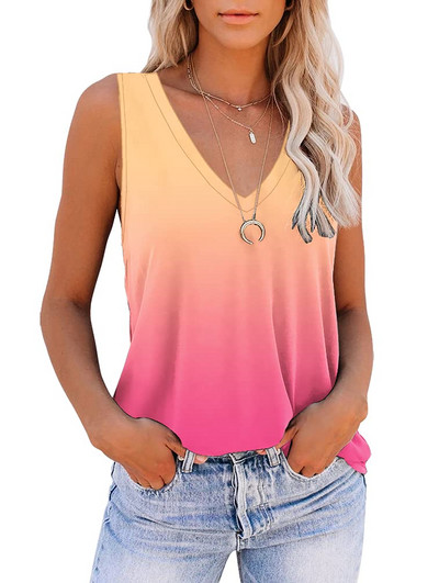 Moodne lipsuvärv, lill, 3D-prindiga paakitopsid, naiste V-kaela ja varrukateta, lihtsad õlavestid, naiste tänavarõivad, riided