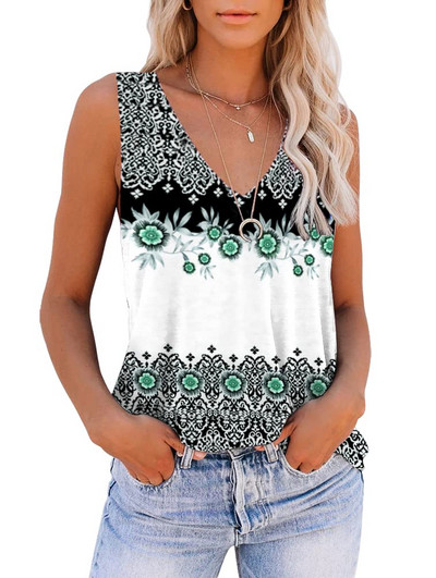 Moodne lipsuvärv, lill, 3D-prindiga paakitopsid, naiste V-kaela ja varrukateta, lihtsad õlavestid, naiste tänavarõivad, riided