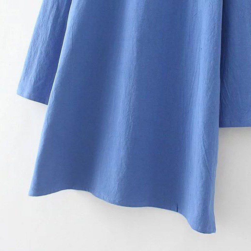 Rochie de primăvară Îmbrăcăminte pentru femei de mărime mare 2021 casual cu mânecă lungă în stil chinezesc, cu nasturi, linie de bumbac, despicată Vetement Femme XL/4XL