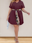 Dámske šaty Finjani Plus Size s golierom a netopierím rukávom, opaskom a ležérnym strihom, midi šaty, hodvábna šatka, tunika pre elegantné dámy