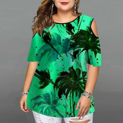 Lipsuvärv naiste suvine moodne ümarkaelus õlgadeta lühikeste varrukatega T-särk 3D akvarelltrükiga pullover vabaaja tänavarõivad