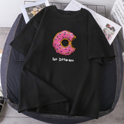 Y2k estetiški moteriški negabaritiniai marškinėliai Harajuku Kawaii moteriški grafiniai marškinėliai spurgos valgykite kitaip moteriški marškinėliai vasaros XS-4XL