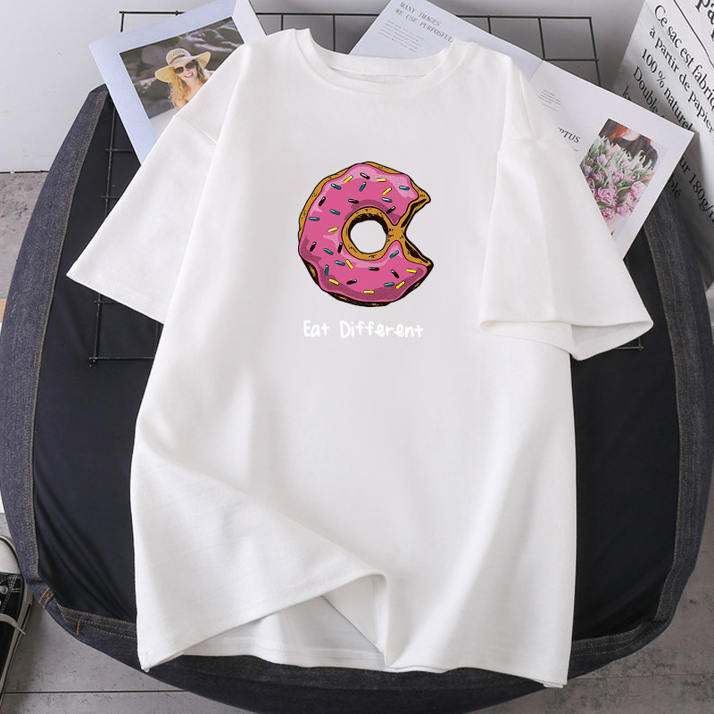 Y2k Aesthetic naiste ülisuur T-särk Harajuku Kawaii naiste graafilised T-särgid Donuts Eat Different Naiste T-särk Suvine XS-4XL