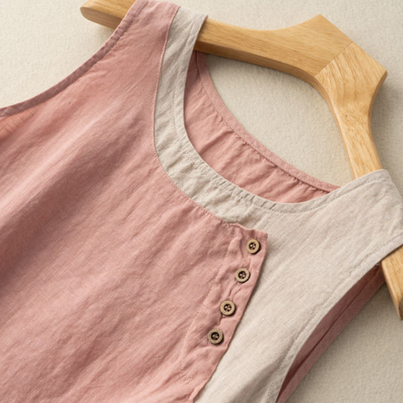 Tancuri Femei Retro Mozaic Vară Fără Mâneci Confort Elegant Artă Respirabil Casual Stil Chinez Femeie Tender Street Youth Ins