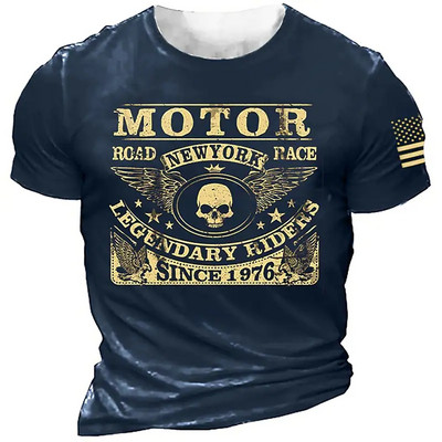 Meeste 3D-prindiga mootorratta T-särk Motor Biker Vintage lühikeste varrukatega 1976. aasta T-särk Homme Moto T-särk võidusõidukostüüm Camiseta särk