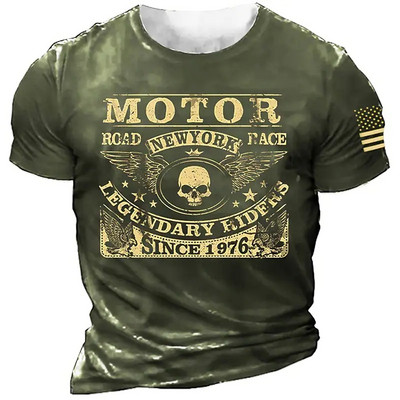 Meeste 3D-prindiga mootorratta T-särk Motor Biker Vintage lühikeste varrukatega 1976. aasta T-särk Homme Moto T-särk võidusõidukostüüm Camiseta särk