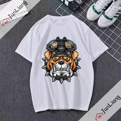 Bulldog cu steagul SUA Bandana Hip Hop Streetwear Harajuku Cămăși populare Topuri pentru bărbați