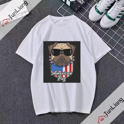 Bulldog cu steagul SUA Bandana Hip Hop Streetwear Harajuku Cămăși populare Topuri pentru bărbați