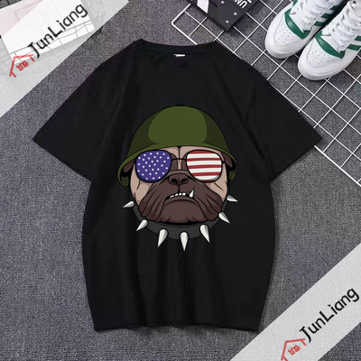 Bulldog cu steagul SUA Bandana Hip Hop Streetwear Harajuku Cămăși populare Topuri pentru bărbați