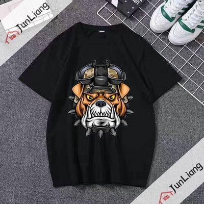 Bulldog cu steagul SUA Bandana Hip Hop Streetwear Harajuku Cămăși populare Topuri pentru bărbați