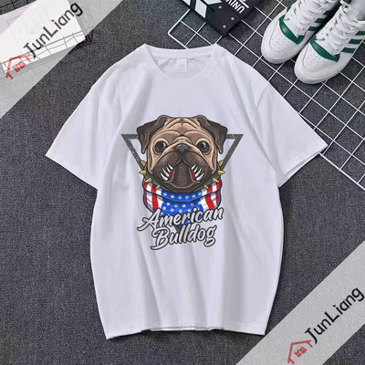 Bulldog cu steagul SUA Bandana Hip Hop Streetwear Harajuku Cămăși populare Topuri pentru bărbați