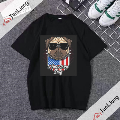 Bulldog cu steagul SUA Bandana Hip Hop Streetwear Harajuku Cămăși populare Topuri pentru bărbați