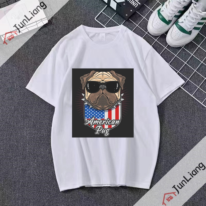 Bulldog cu steagul SUA Bandana Hip Hop Streetwear Harajuku Cămăși populare Topuri pentru bărbați