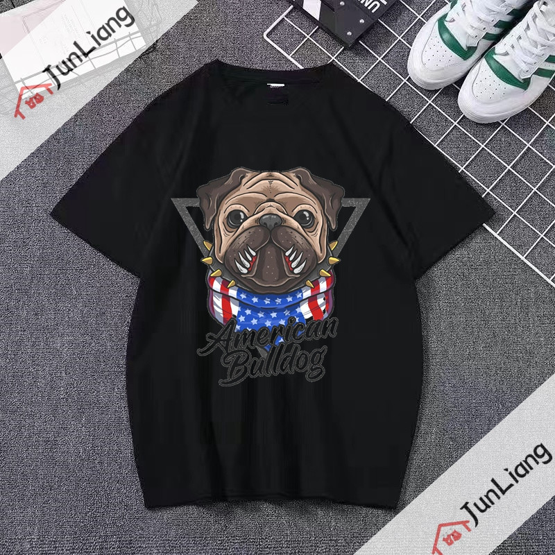 Bulldog cu steagul SUA Bandana Hip Hop Streetwear Harajuku Cămăși populare Topuri pentru bărbați