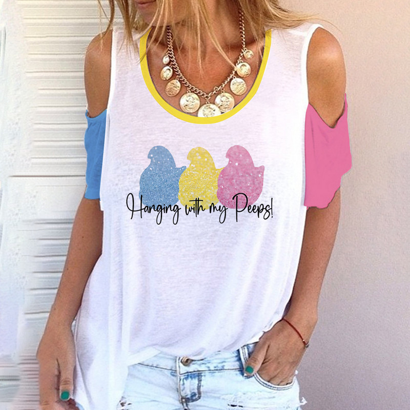 Noul model de tendință de vară, tricou cu mânecă scurtă, fără umăr, cu mânecă scurtă, cu gât rotund, ocazional, tricou cu mânecă scurtă, modă pentru femei, stil simplu