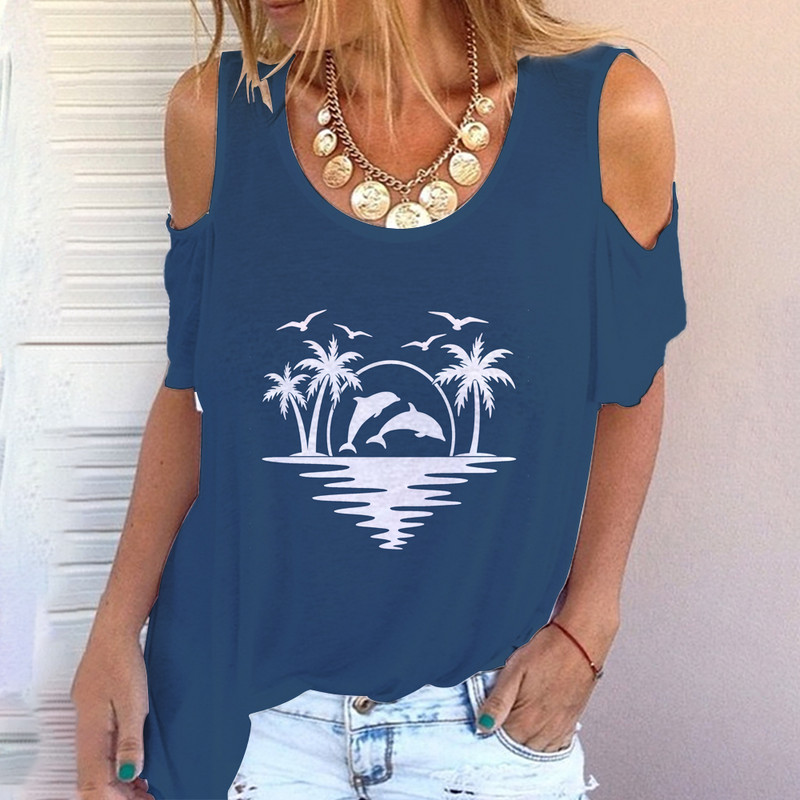 Noul model de tendință de vară, tricou cu mânecă scurtă, fără umăr, cu mânecă scurtă, cu gât rotund, ocazional, tricou cu mânecă scurtă, modă pentru femei, stil simplu