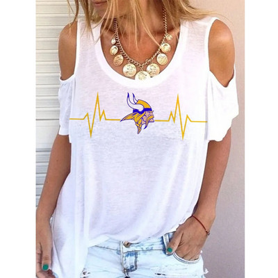 Nyári új, tiszta fehér háttér divatos női váll nélküli rövid ujjú, kerek nyakú alkalmi egyszerű stílusú rövid ujjú póló