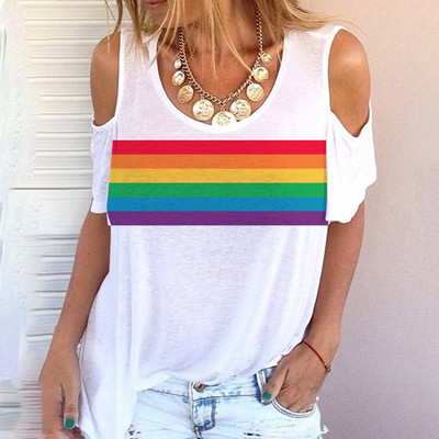 Nyári új, cuki mintás váll nélküli rövid ujjú póló 3d nyomott környakú alkalmi tiszta rövid ujjú póló