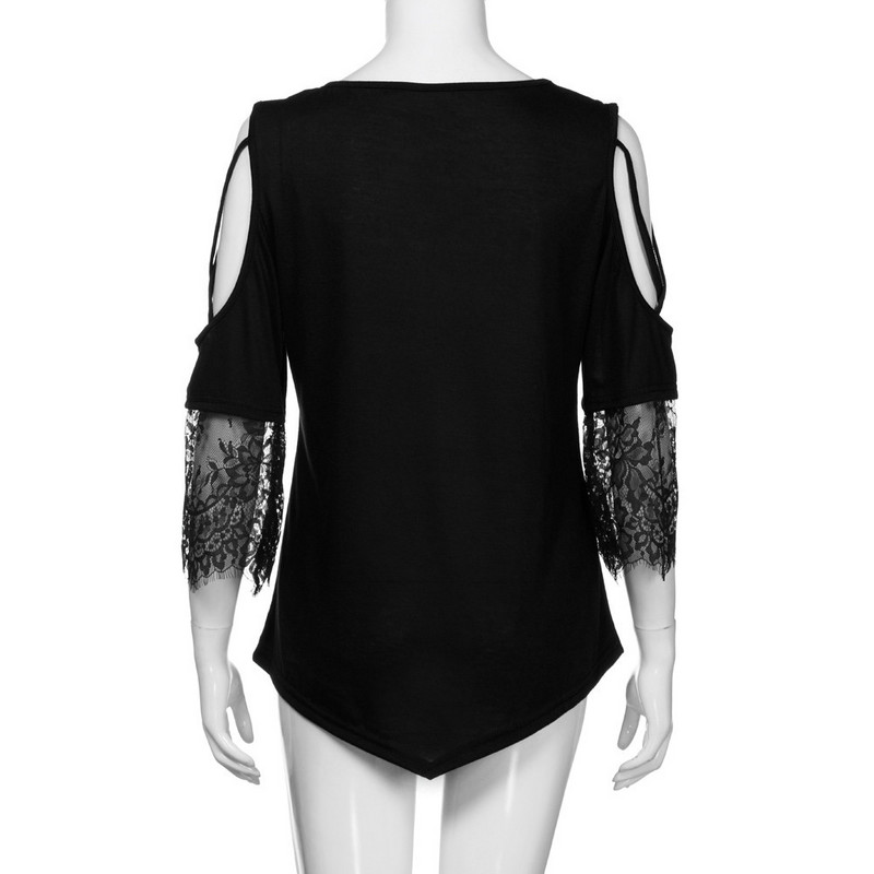 Nagy méretű 5XL nyári női felsők és blúzok tunika csipke patchwork hideg vállú pólók Fél ujjú női ruhák