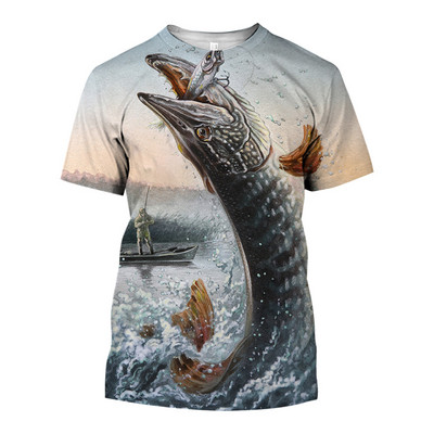 Tricouri bărbați pentru bărbați Îmbrăcăminte unisex Pescuit Grafic Imprimare 3D Tricou supradimensionat Topuri de vară Mâneci scurte Moda Casual Pește