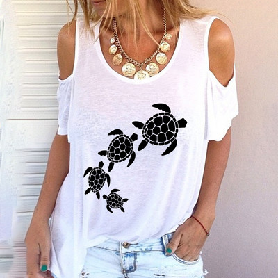 Tricou 3D pentru femei de modă cu gât rotund, model de vară, cu umăr, mânecă scurtă, stil de vacanță, top Harajuku, plajă, simplu