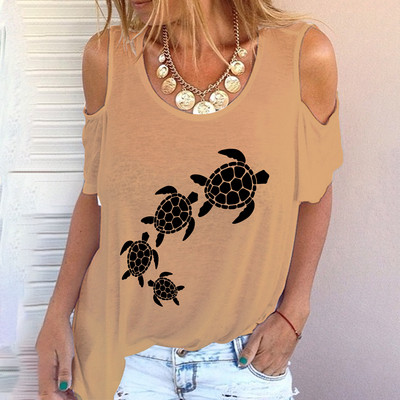 Tricou 3D pentru femei de modă cu gât rotund, model de vară, cu umăr, mânecă scurtă, stil de vacanță, top Harajuku, plajă, simplu