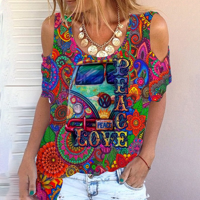 Tänava välitingimustes lühikeste varrukatega 3D-prindiga naiste naljakas õlakleit värviline ümara kaelusega