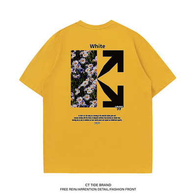 Lielizmēra vīriešu T-krekli 100% kokvilna 2023. gada modes zīmola krekls ar ziedu apdruku ar O veida kakla izgriezumu, īsām piedurknēm.